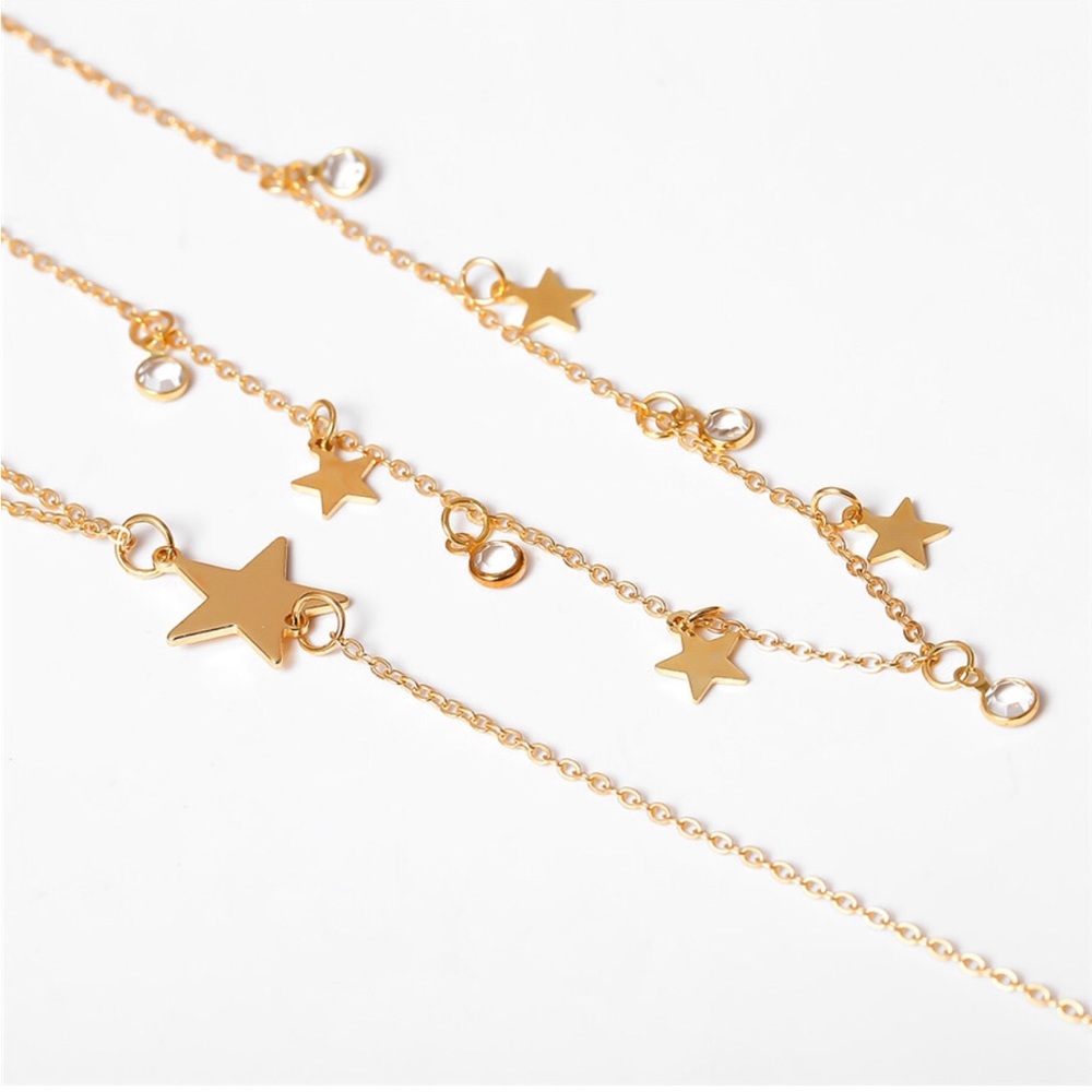 Gold Star Charm Layered Necklace - Picture 4 of 5